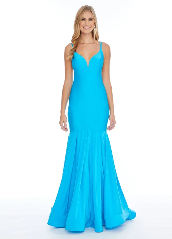 Ashley Lauren 1870 size 6 Turquoise Mermaid Prom Dress Neon Pageant Gown