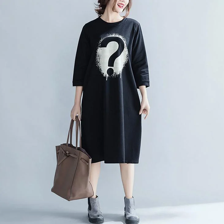 Beautiful black Cotton tunics for women plus size Photography pockets Art Dress