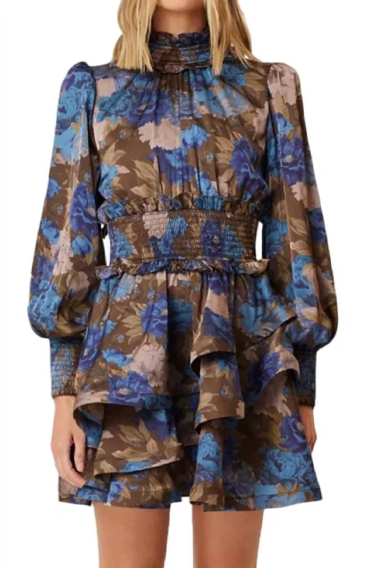 Erin Day Dress In Brown Multi