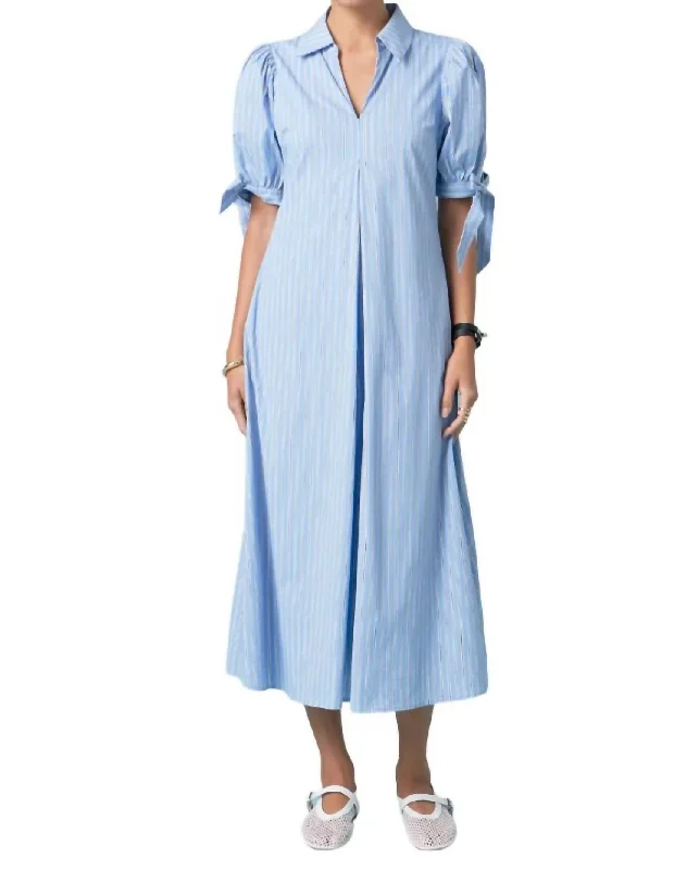 Godet Dress In Powder Blue