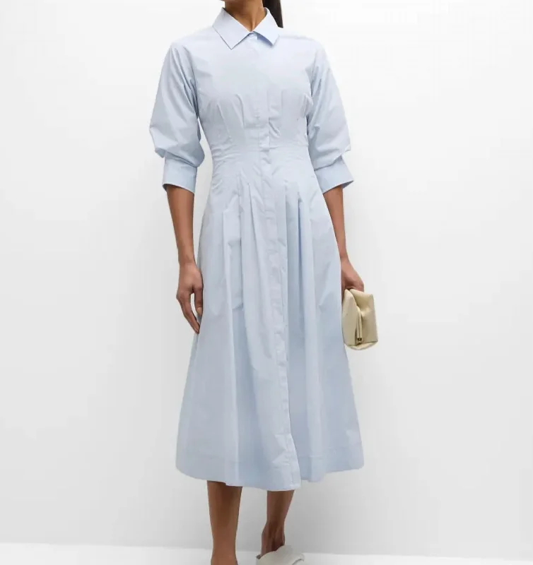 Jazz Pintuck Dress In Blue Haze