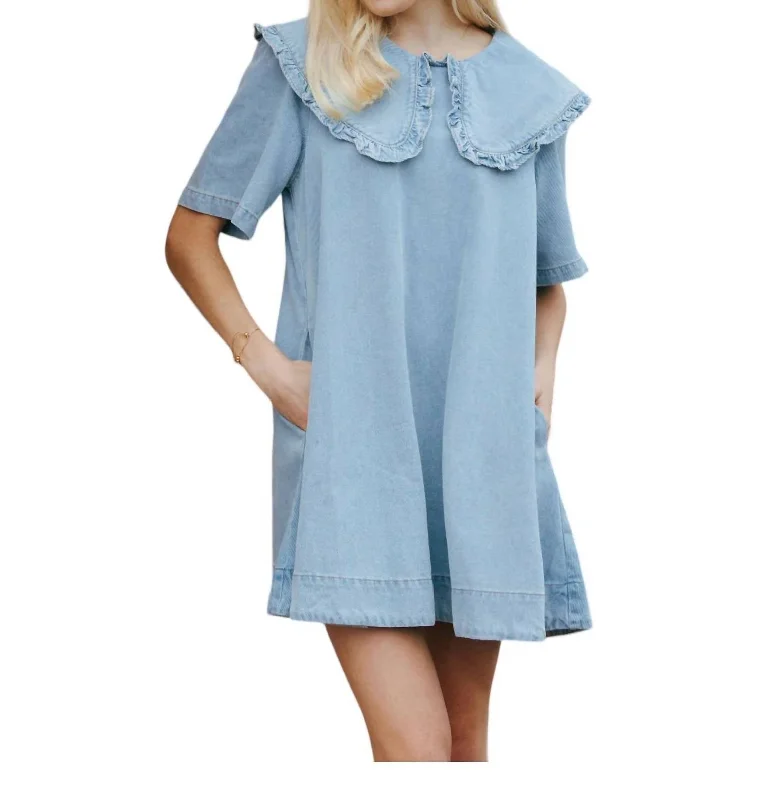 Peter Pan Collared Dress In Blue