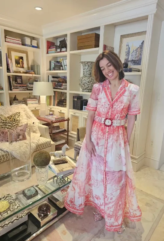 RED BIRD PRINT DRESS