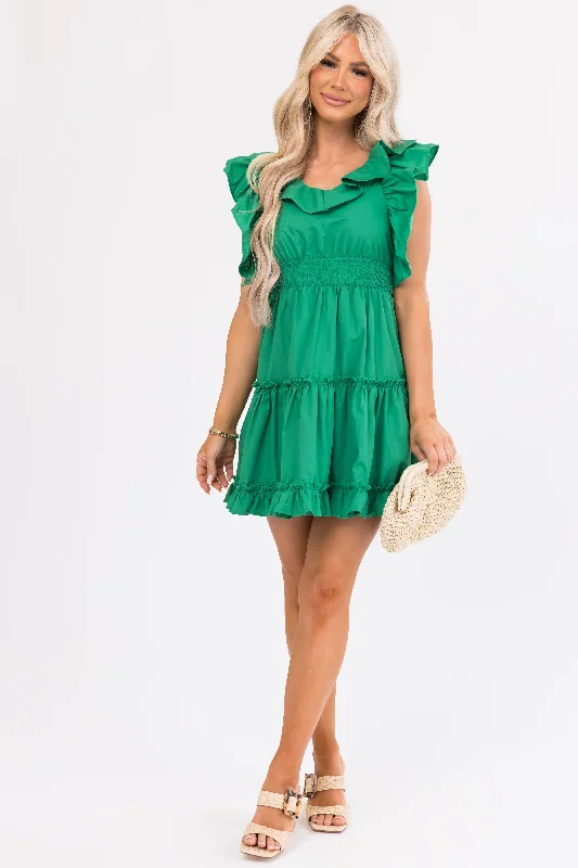 She+Sky Jade Ruffle Open Back Bow Dress