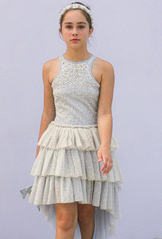 SKY LACE TIERED HIGH-LO DRESS