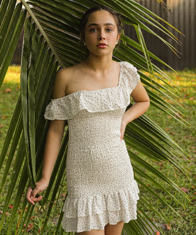 WHITE/BLACK POLKA DOT DRESS