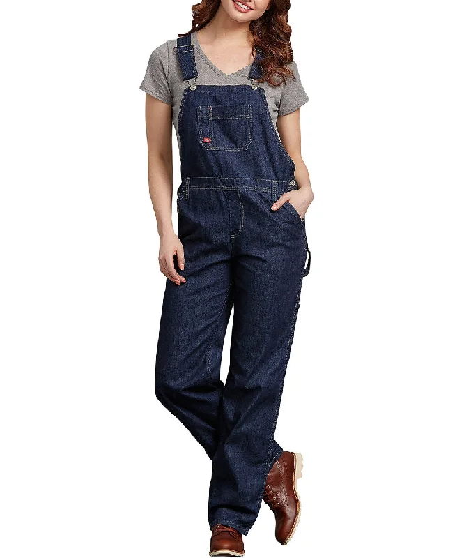 Dickies Women's Relaxed Fit Bib Overalls - Dark Indigo Blue Streetwear Cargo Overalls