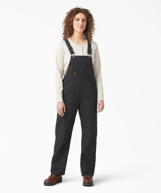 Dickies Women's Relaxed Fit Bib Overalls - Rinsed Black Duck Boho Printed Jumpsuit