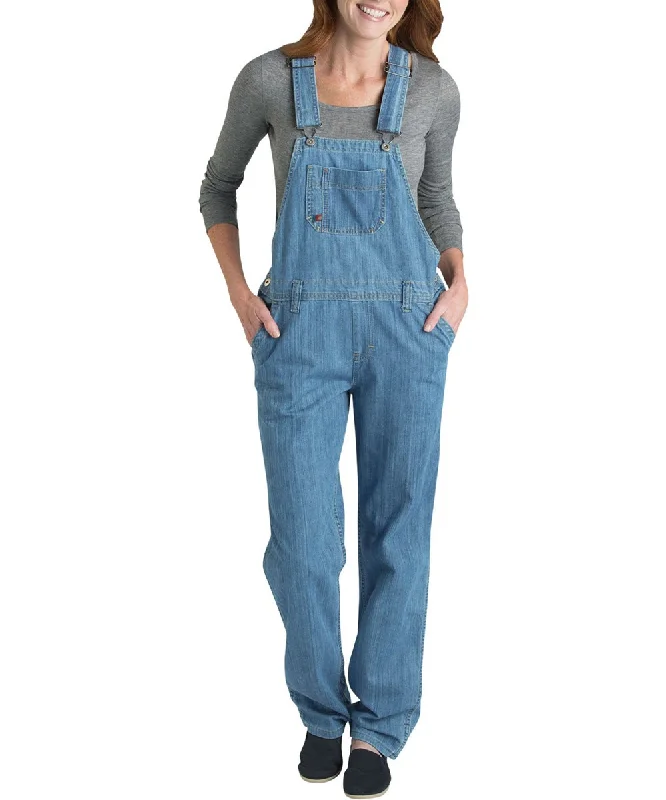 Dickies Women's Relaxed Fit Bib Overalls - Stonewashed Blue Sleeveless Linen Jumpsuit