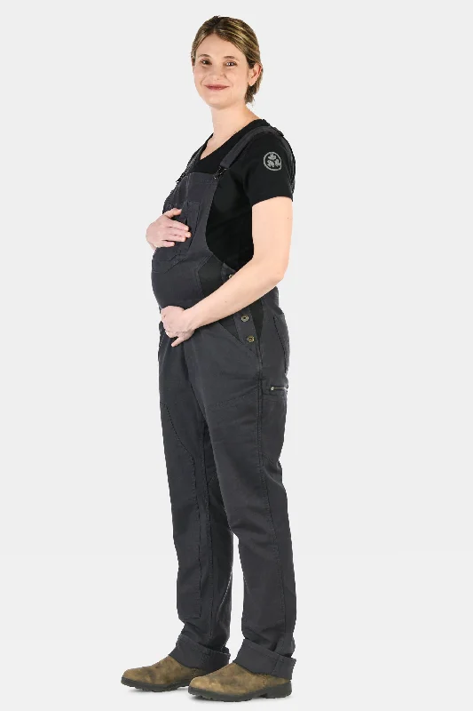 Freshley Maternity Overalls in Navy Stretch Canvas Relaxed Fit Jumpsuit