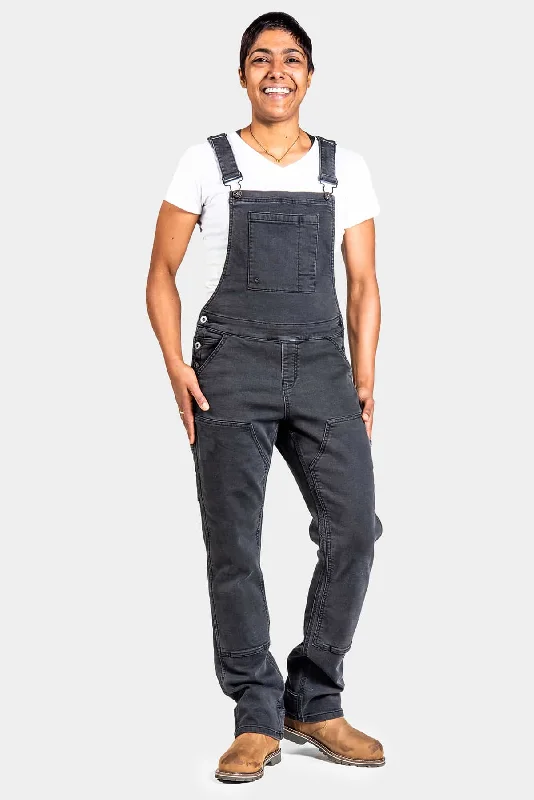 Freshley Overalls in Black Stretch Thermal Denim Minimalist Cotton Overalls