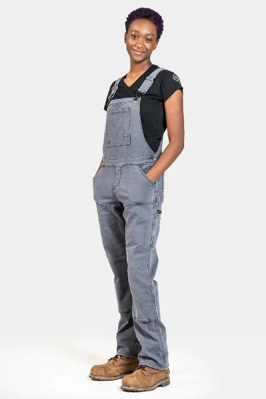 Freshley Overalls in Grey Stretch Thermal Denim Vintage Wash Jumpsuit