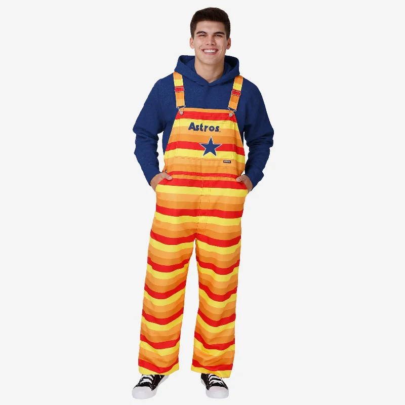 Houston Astros Mens Throwback Thematic Bib Overalls Loose Relaxed Jumpsuit