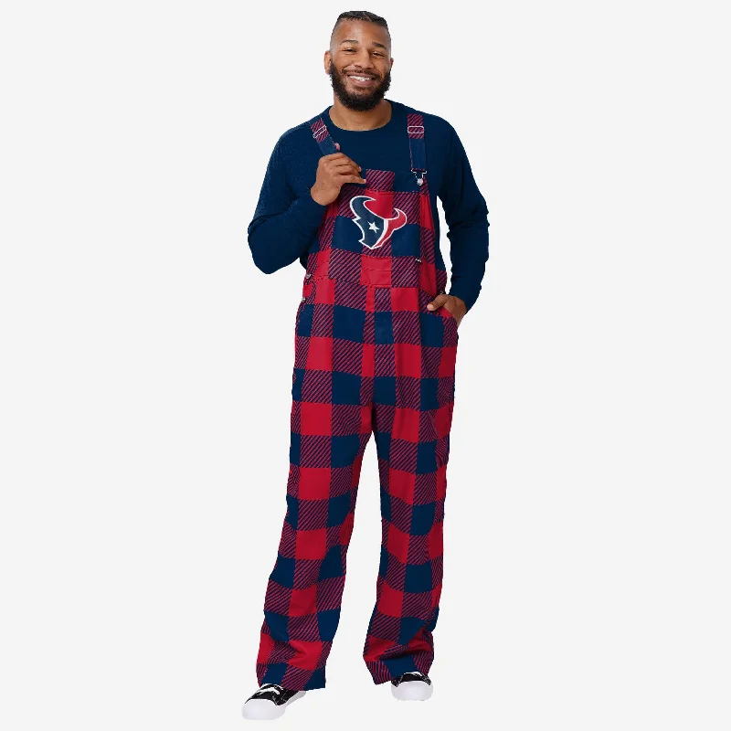 Houston Texans Mens Plaid Bib Overalls Vintage Wash Jumpsuit
