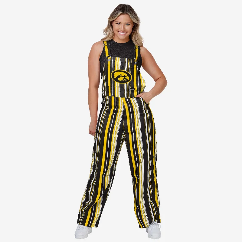 Iowa Hawkeyes Womens Hyper Stripe Bib Overalls Fitted Jean Jumpsuit