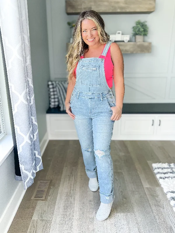 Judy Blue Destroyed Straight Overalls  - Final Sale Soft Modal Overalls