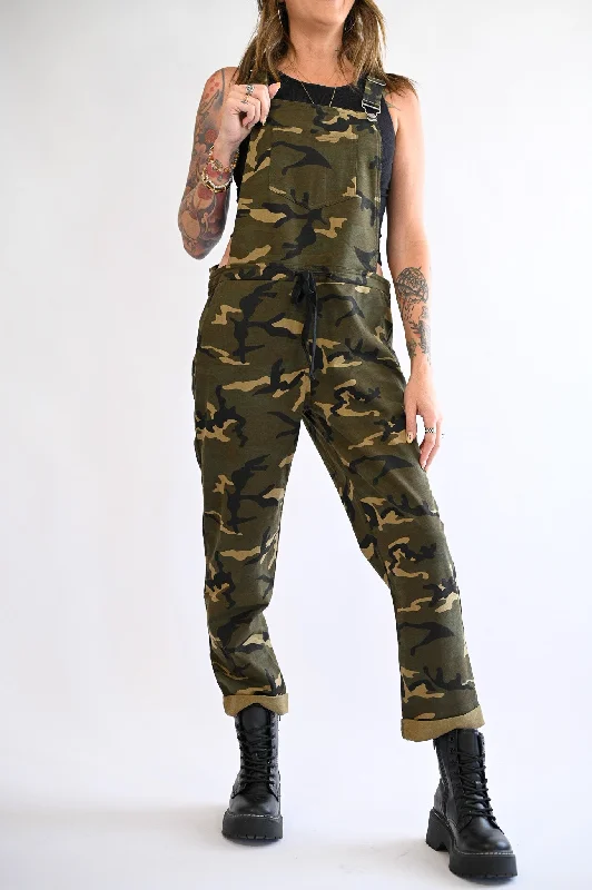 Wilder Camo Overalls Edgy Leather Overalls