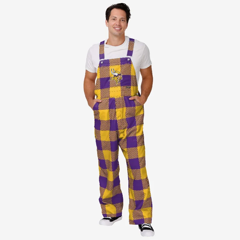 Minnesota Vikings Mens Plaid Bib Overalls Functional Cargo Overalls