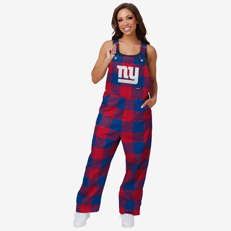 New York Giants Womens Plaid Bib Overalls Vintage Corduroy Jumpsuit
