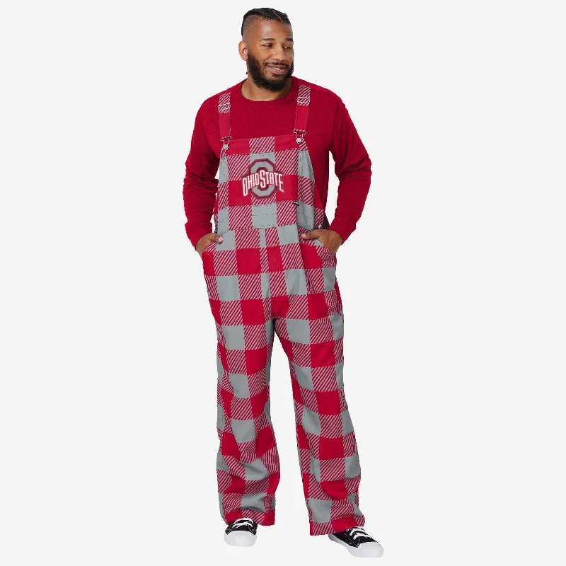 Ohio State Buckeyes Mens Plaid Bib Overalls Pastel Tone Jumpsuit