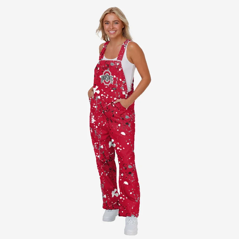 Ohio State Buckeyes Womens Paint Splatter Bib Overalls Lightweight Summer Overalls