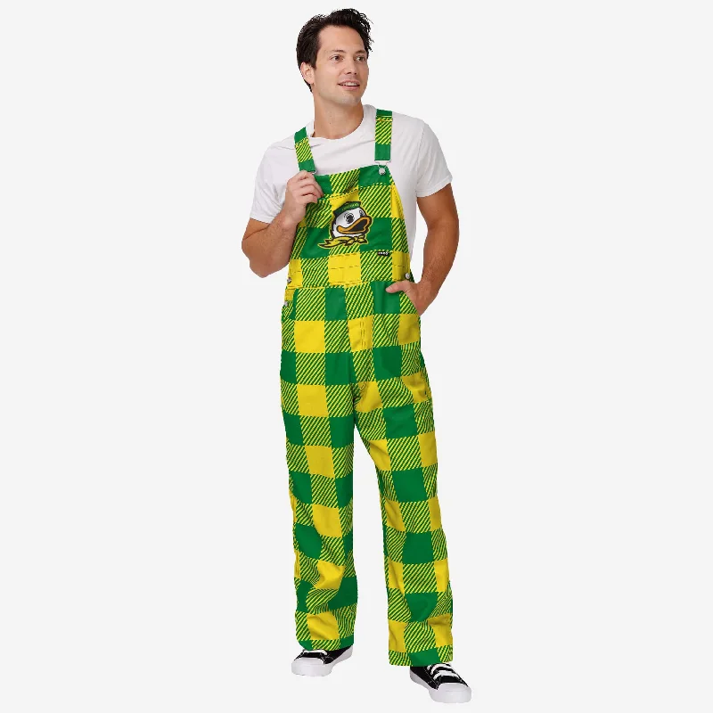 Oregon Ducks Mens Plaid Bib Overalls Versatile Day-to-Night Jumpsuit