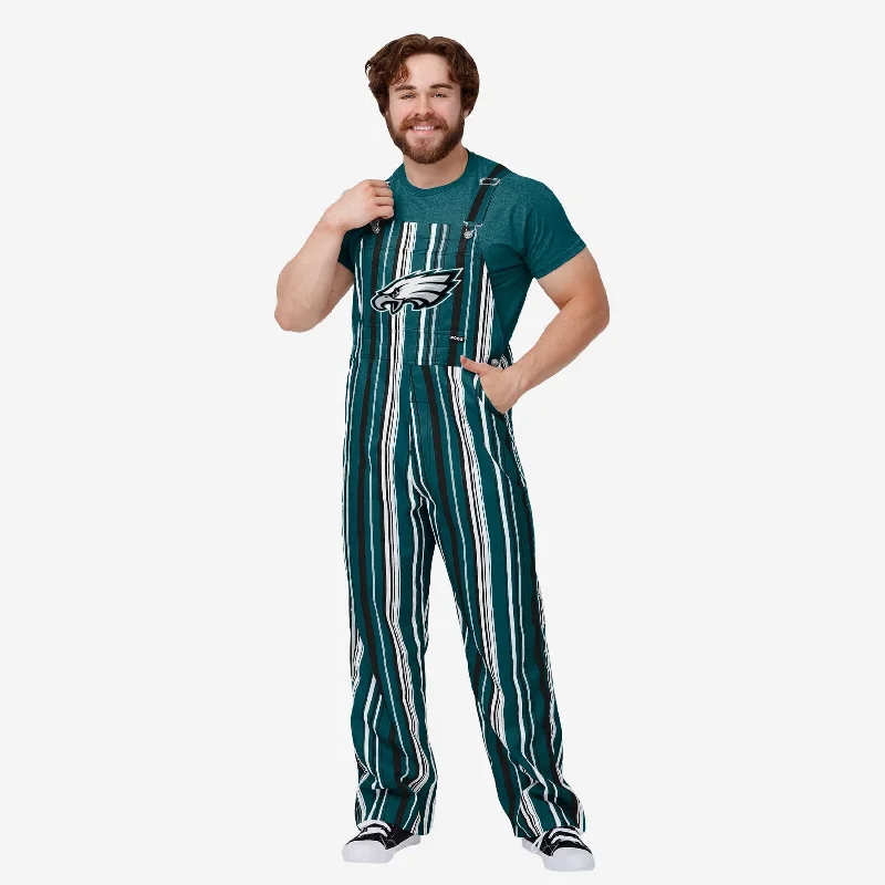 Philadelphia Eagles Mens Hyper Stripe Bib Overalls Distressed Ripped Jumpsuit