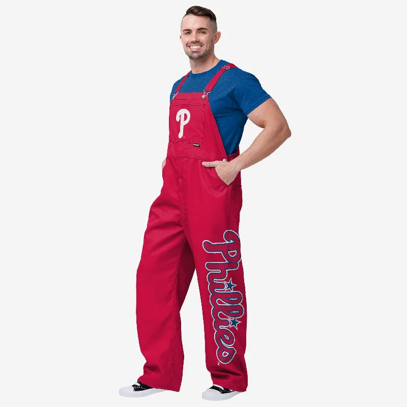 Philadelphia Phillies Mens Big Logo Bib Overalls Sporty Drawstring Overalls