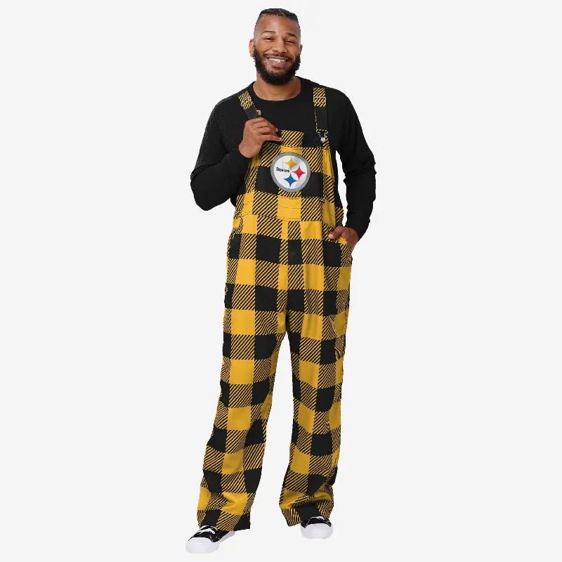 Pittsburgh Steelers Mens Plaid Bib Overalls Minimalist Long Overalls