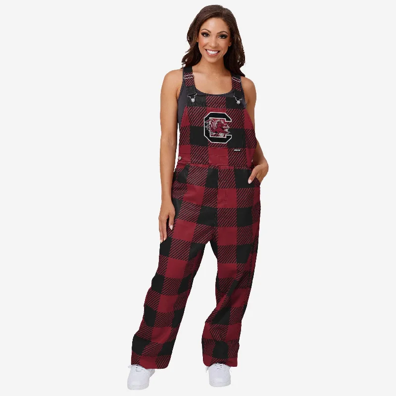 South Carolina Gamecocks Womens Plaid Bib Overalls Corduroy Flared Overalls