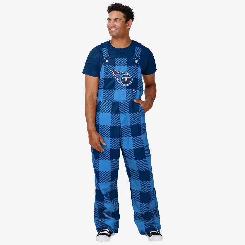 Tennessee Titans Mens Plaid Bib Overalls Stretchy Skinny Overalls