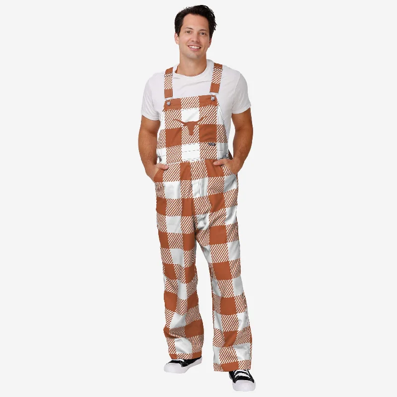 Texas Longhorns Mens Plaid Bib Overalls Cozy Knit Overalls