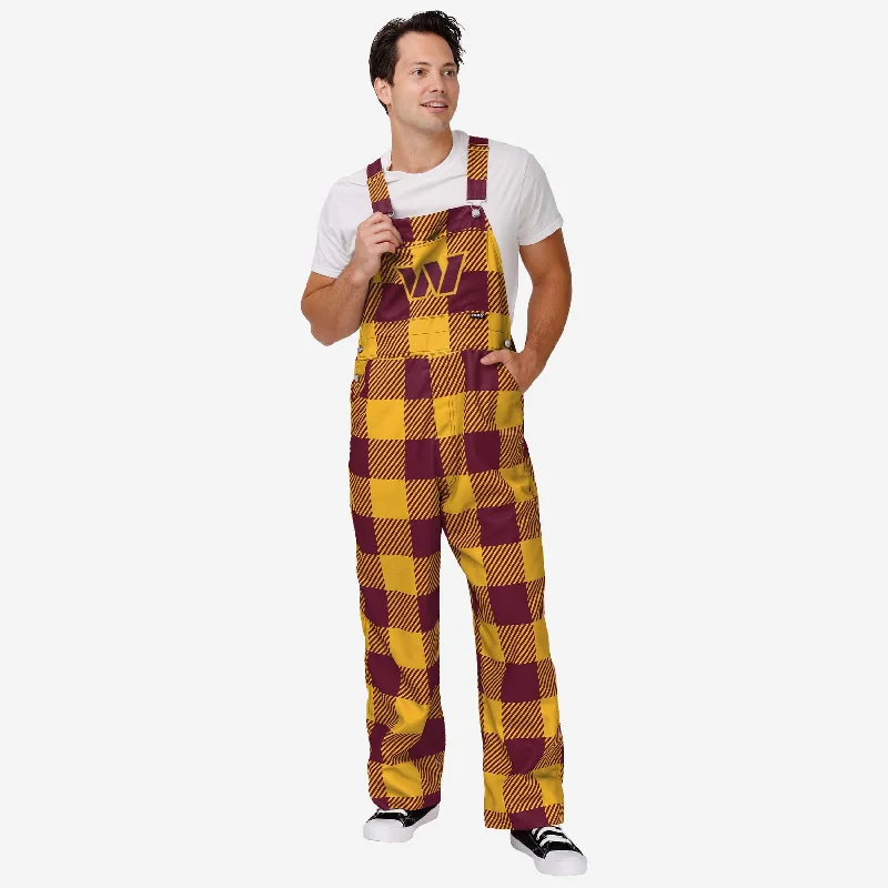 Washington Commanders Mens Plaid Bib Overalls Classic Denim Overalls