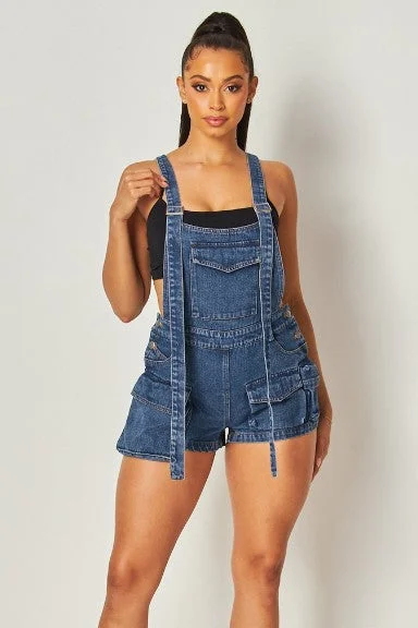 Denim short overalls Sleeveless Linen Jumpsuit