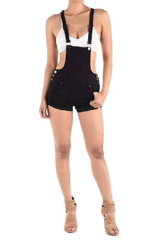 Women's Ripped Cutoff Shorts Overalls Modern Sleek Overalls