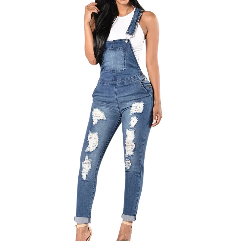 Spring Women Denim Overalls Jumpsuits Ripped Holes Casual Pockets Sleeveless Jumpsuits Hollow Out Slim Rompers 2XL Adjustable Strap Overalls Spring Women Denim Overalls Jumpsuits Ripped Holes Casual Pockets Sleeveless Jumpsuits Hollow Out Slim Rompers 2XL Adjustable Strap Overalls