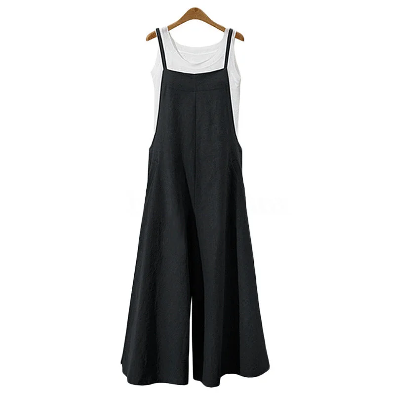 S-5XL 2022 Summer Women Strappy Solid Comfy Wide Leg Jumpsuits Women's Casual Loose Dungarees Bib Overalls Cotton Linen Rompers Casual Loose Jumpsuit S-5XL 2022 Summer Women Strappy Solid Comfy Wide Leg Jumpsuits Women's Casual Loose Dungarees Bib Overalls Cotton Linen Rompers Casual Loose Jumpsuit