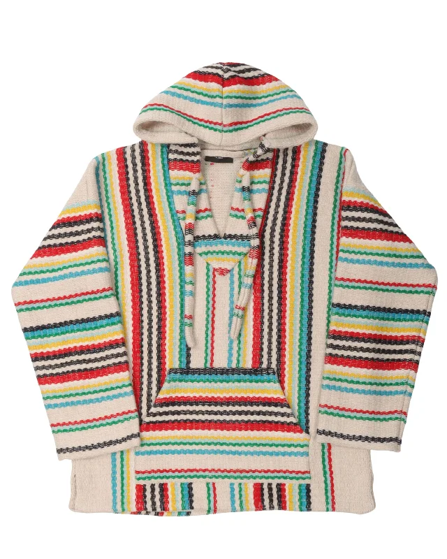 Striped Hooded Poncho Hoodie with Earth Tones Natural Calm