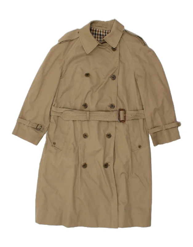 AQUASCUTUM Womens Trench Coat UK 16 Large Beige Cotton Comfortable Lightweight Trench Coat