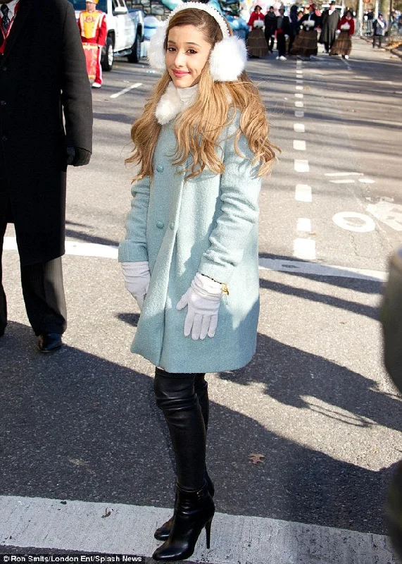 Ariana Grande Blue Trench coat Casual Button-Up Trench Coat