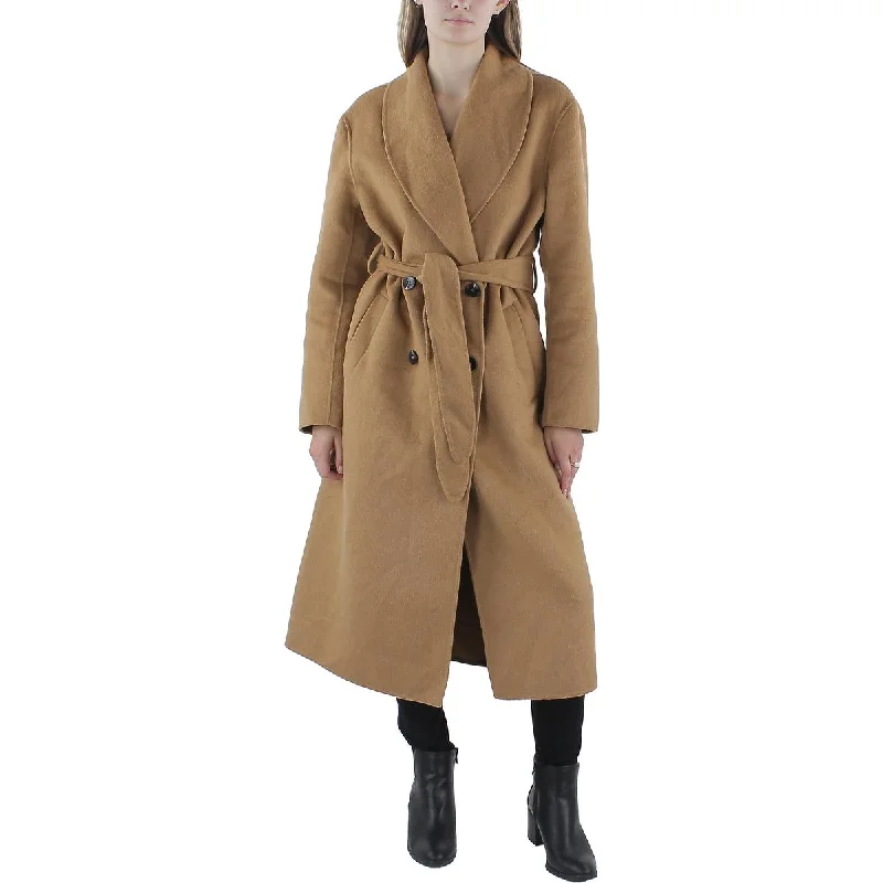 Avec Les Filles Womens Double-Breasted Cold Weather Trench Coat Soft Knit Trench Coat Avec Les Filles Womens Double-Breasted Cold Weather Trench Coat Soft Knit Trench Coat