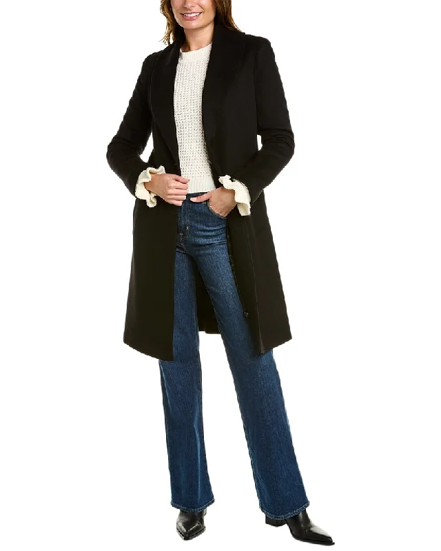 Sofiacashmere Shawl Collar Wool & Cashmere-Blend Coat Warm Woolen Shawl Wrap