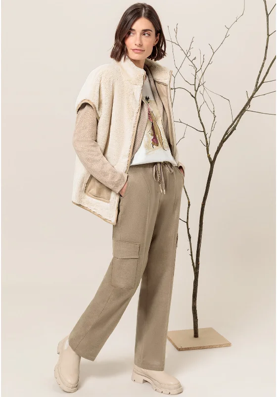 Bianca Carina Faux Fur Waistcoat, Cream Fashionable Wool Waistcoat Jacket