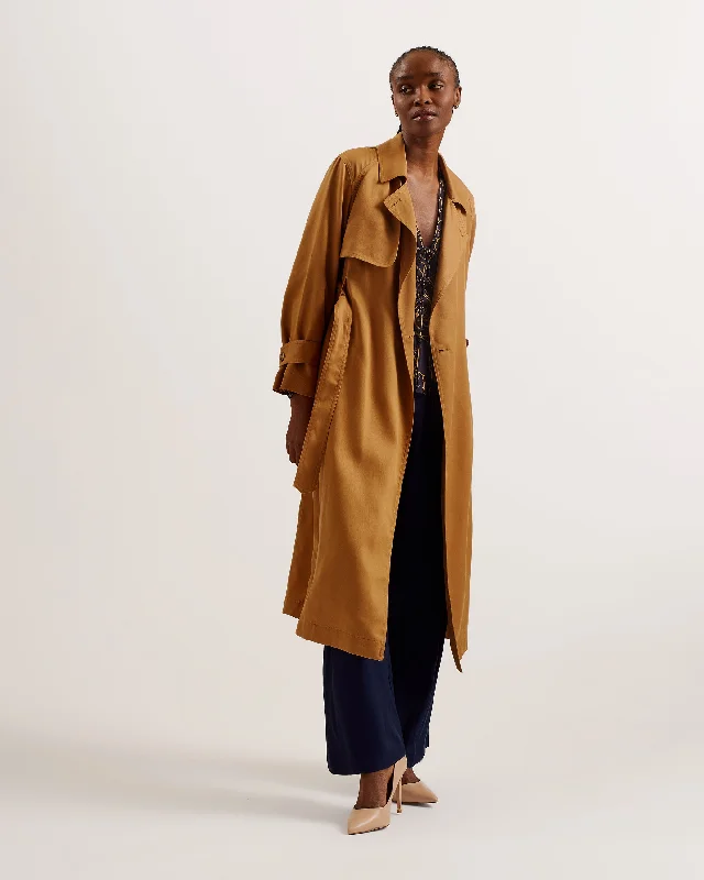 Biferno Colour Block Trench Coat Brown Trendy Wide-Cuff Trench Coat