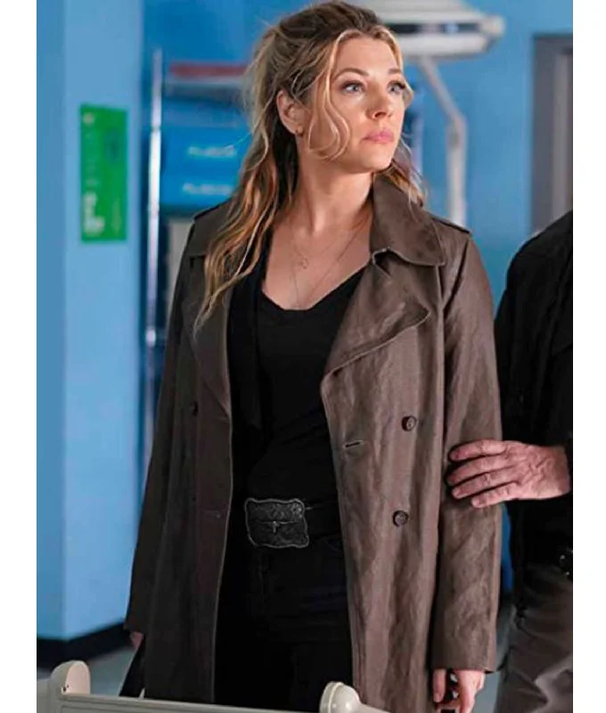 Big Sky Jenny Hoyt Brown Cotton Trench Coat Stylish Single-Breasted Trench Coat
