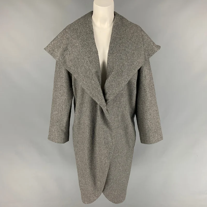BLACK FLEECE Size M Grey Heather Shawl Collar Coat Soft Printed Shawl Wrap