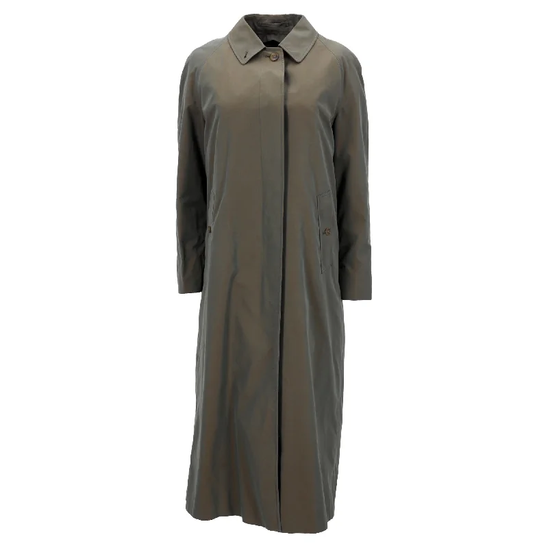 Burberry Vintage Single-Breasted Trench Coat in Green Wool Cozy Wool Trench Jacket