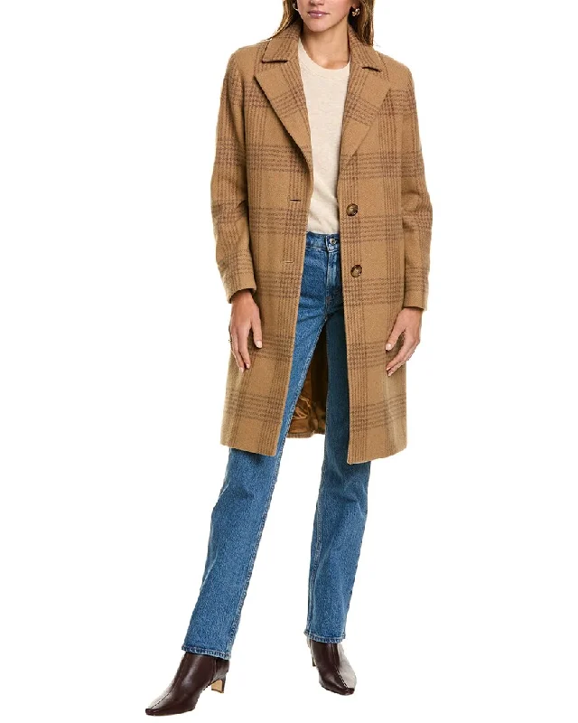 Cinzia Rocca Icons Long Wool-Blend Trench Coat Trendy Open Front Trench