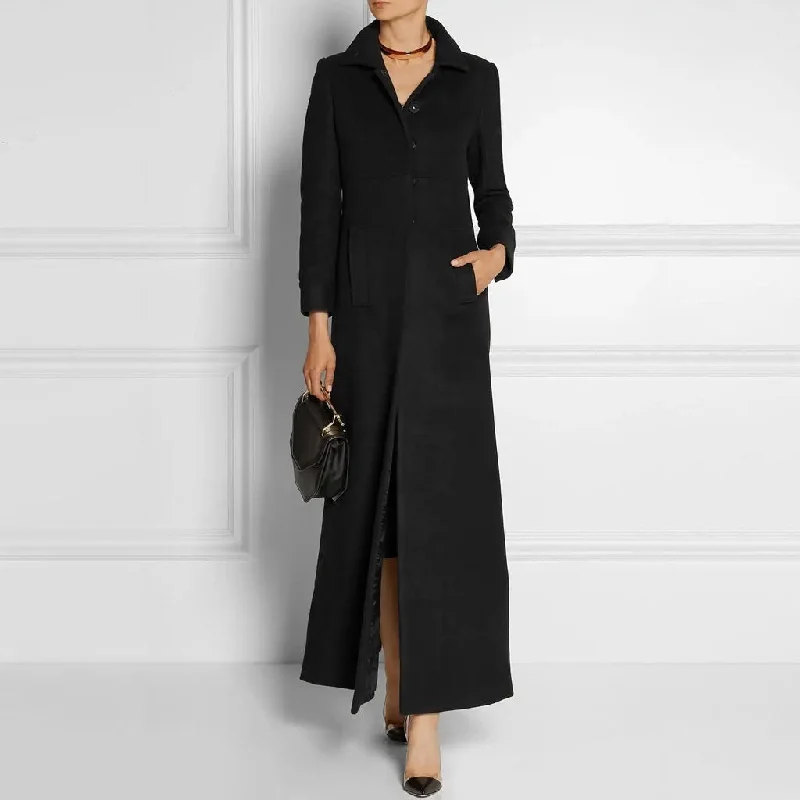 Classic Collared Long Sleeve Single Breasted Slanted Pocket Back Slit Trench Coat Classic Belted Cotton Trench