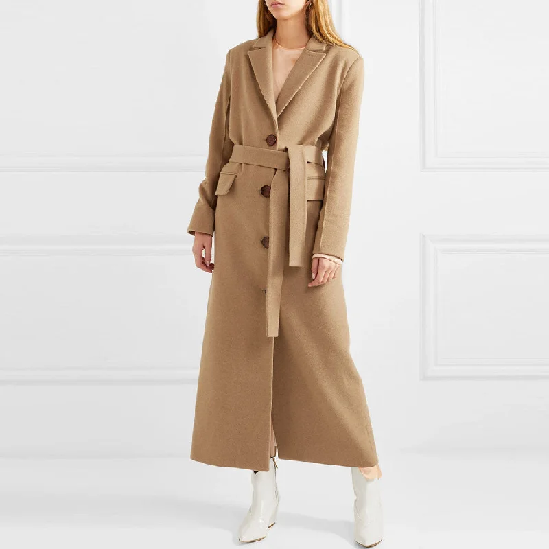 Classic Lapel Collar Long Sleeve Single Breasted Belted Back Split Trench Coat Comfortable Double-Breasted Trench Classic Lapel Collar Long Sleeve Single Breasted Belted Back Split Trench Coat Comfortable Double-Breasted Trench